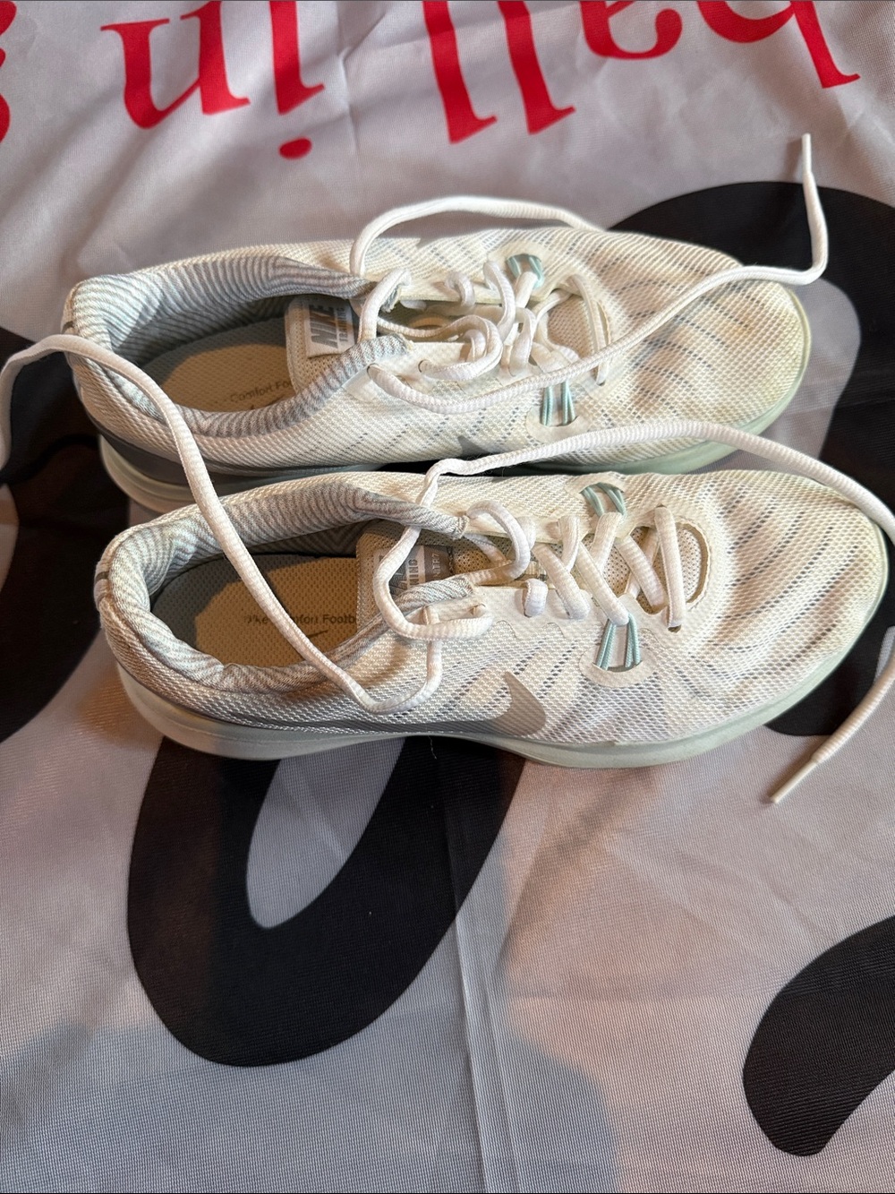 Nike Kids White Sneakers with Mint Accents